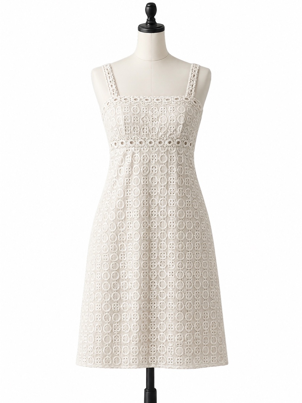 Ivory / Cream Embroidered Sleeveless Dress Knee Length Bridal Wedding Size 12